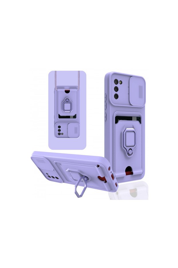 Samsung Galaxy A03S Compatible Case Zuma Silicone with Business Card Holder and Ring - Lilac