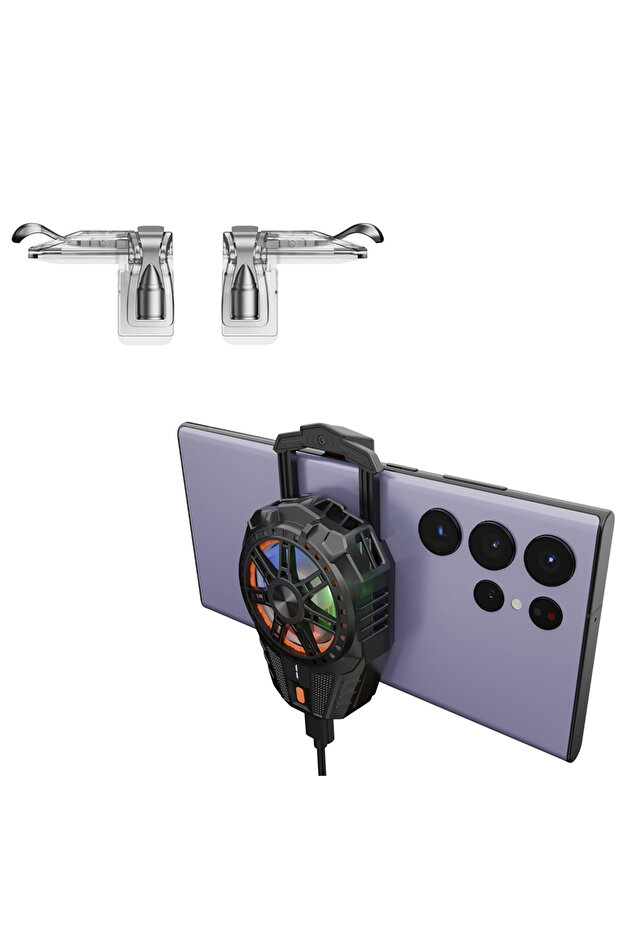 Gaming Phone Cooler and Firestick Grip Controller Combo Universal Clip-On Smartphone Cooler Fan With Fire-Trigger