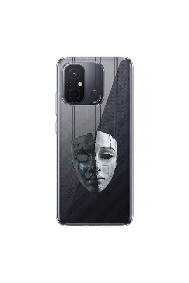 Redmi 12C Compatible Aesthetic Face 7 Design Transparent Case