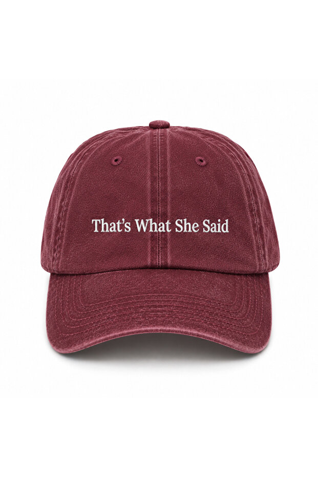 قبعة مطبوع عليها عبارة "That's What She Said" قابلة للغسل بتصميم عتيق