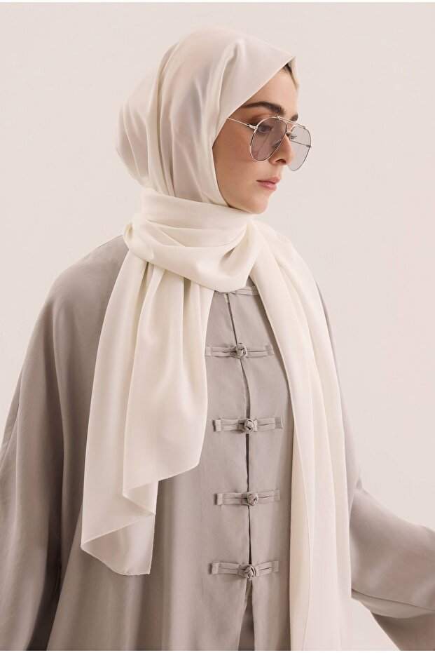 Chinese Buttoned Abaya Gray - 4