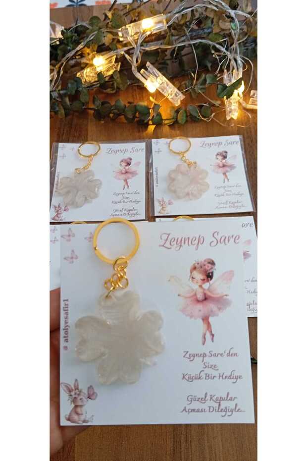 10 Pieces Keychains with Gift Card Mevlüt/Birthday/Babyshower