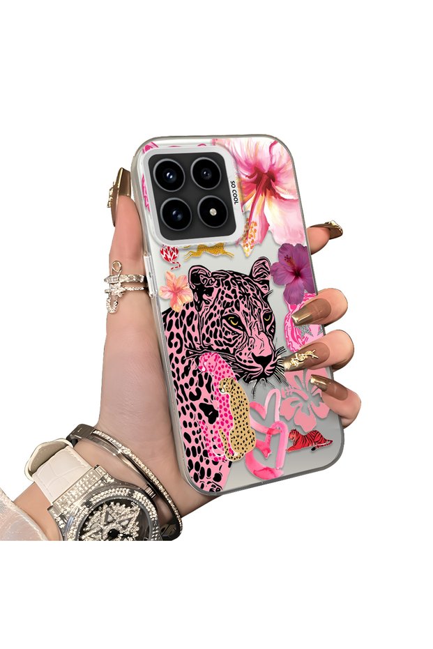 Redmi K90 5g Compatible Silicone Edge Hard Back Case Couple Phone Case Leopard Pattern