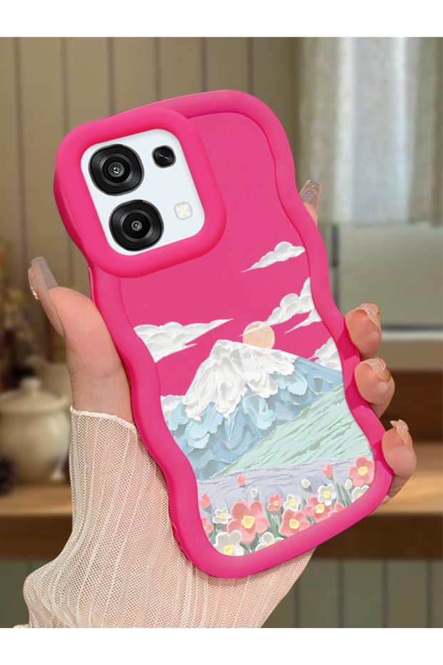 Oppo A6 Pro 5g Compatible Case Camera Protection Red Silicone Couple Phone Case Landscape Pattern