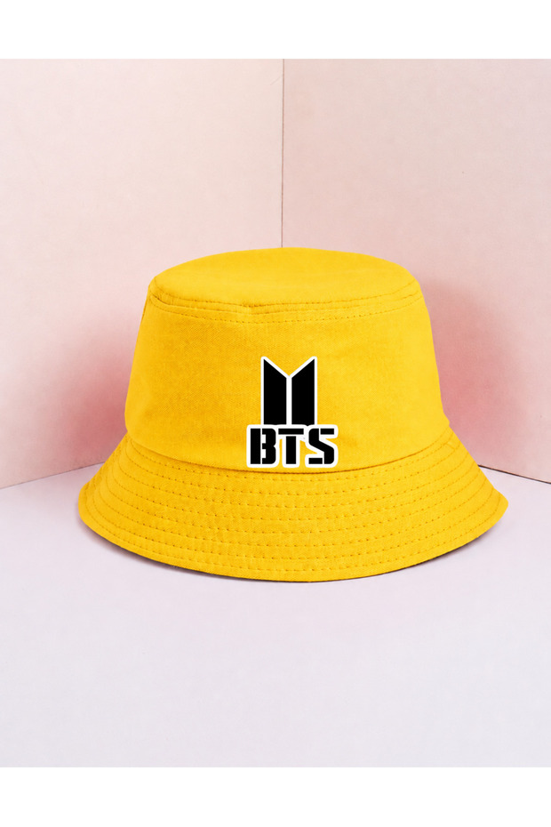 قبعة دلوية ممتازة الجودة من بي تي إس مكتوبة عليها "BTS"