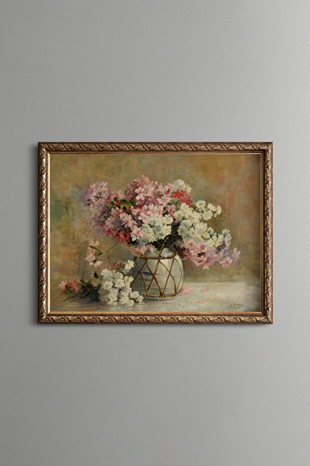 Pastel Flower Bouquet - Vintage Patterned Frame - Slim Model