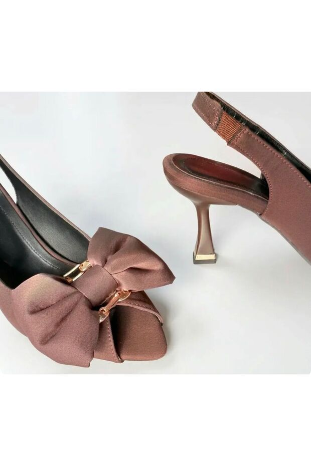 Coffee Gold Buckle Heels, Elegant and Comfortable for Daily Use