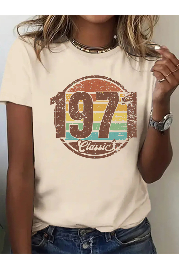 Women's Mix Printed Crew Neck Regular Fit T-Shirt