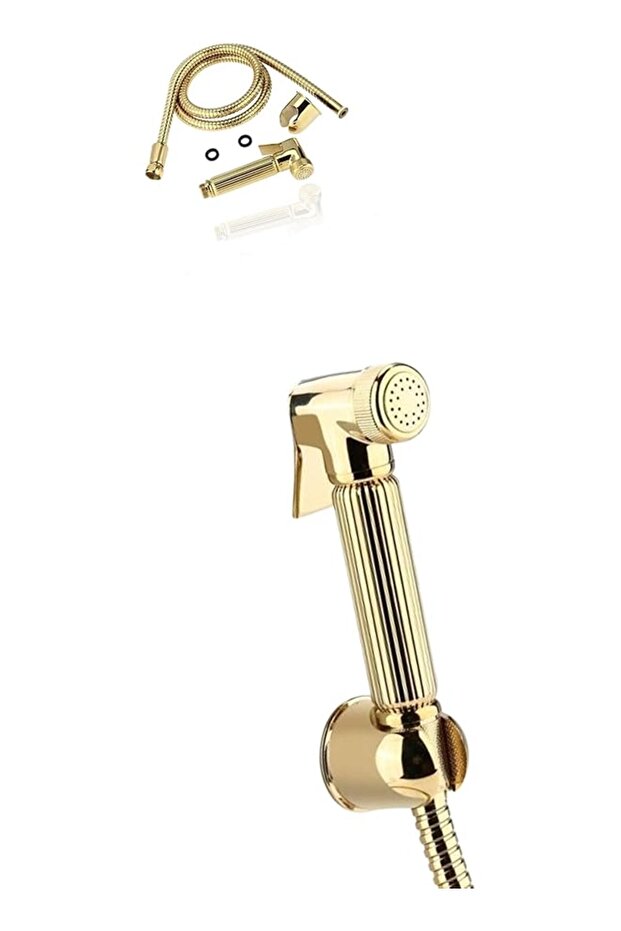 Gold Solid Brass Wall Mount Bidet Sprayer Kit - Portable Handheld Diaper Spray for Shower, Toilet, Bathroom - Shower Head Sprayer