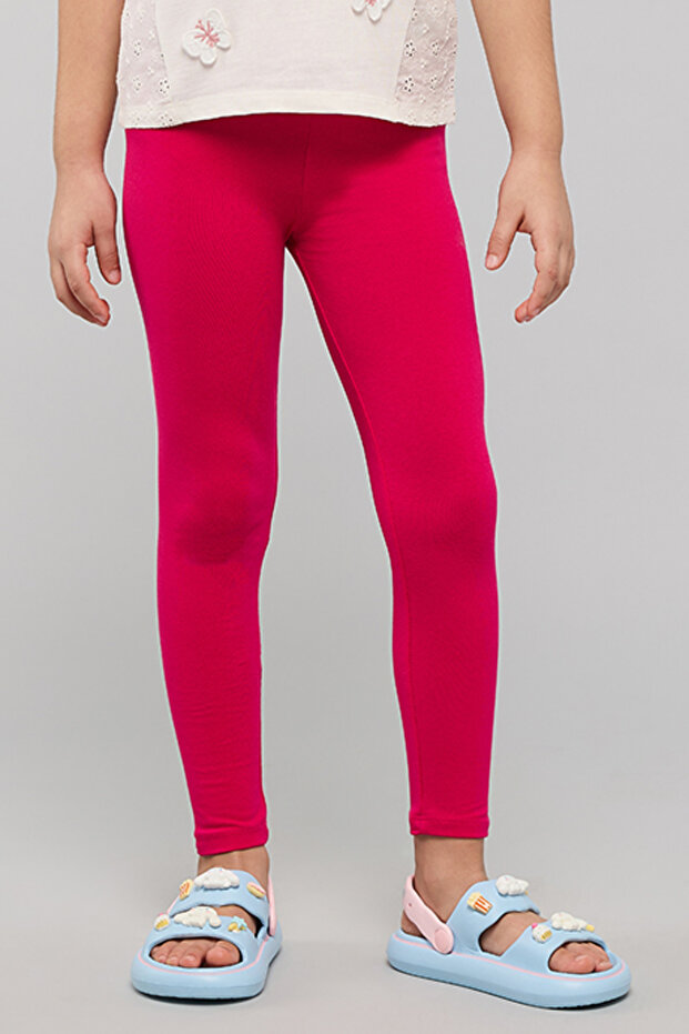 Solid Leggings with Elastic Waist - 1