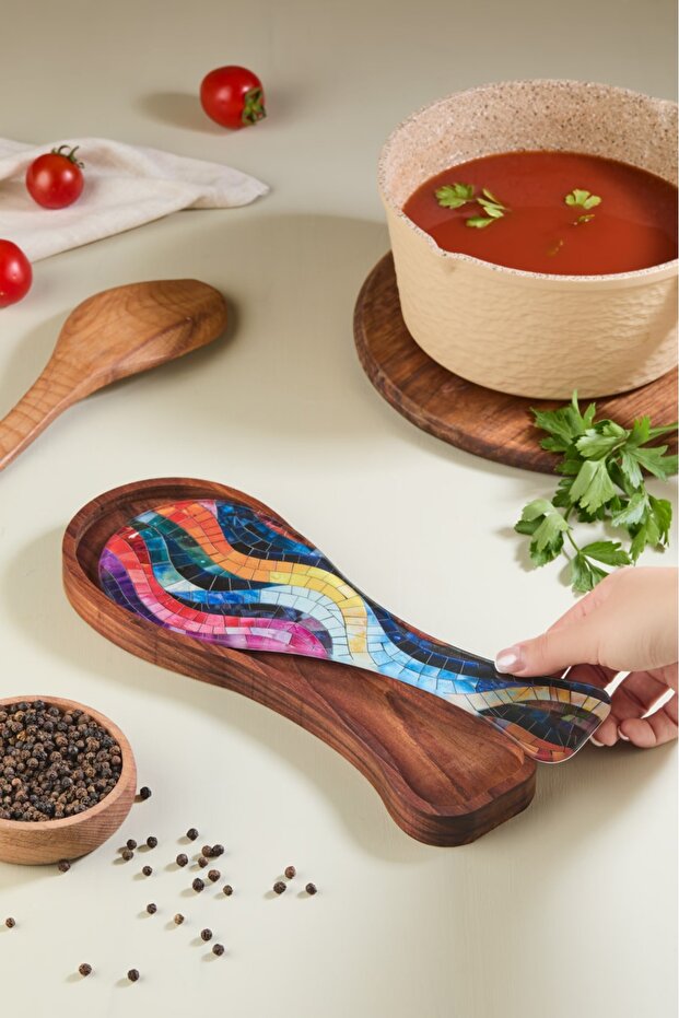 Zeyn 2 Piece Dirty Spoon Holder, Removable Spoon Stand with Glass Base