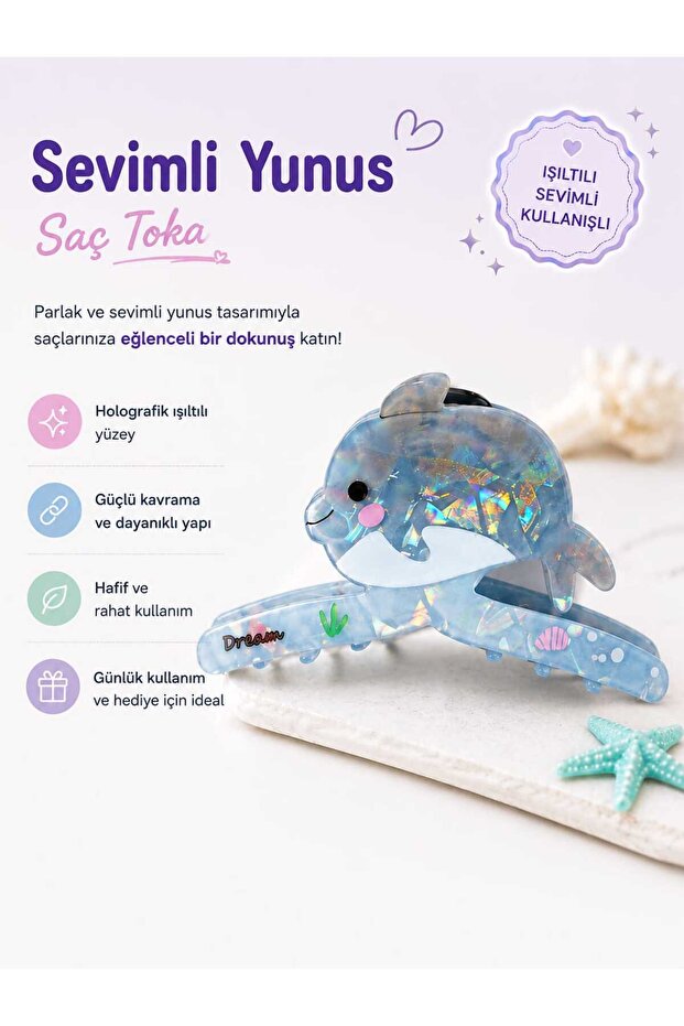 Trendy Hair Clip with Holographic Shiny Design