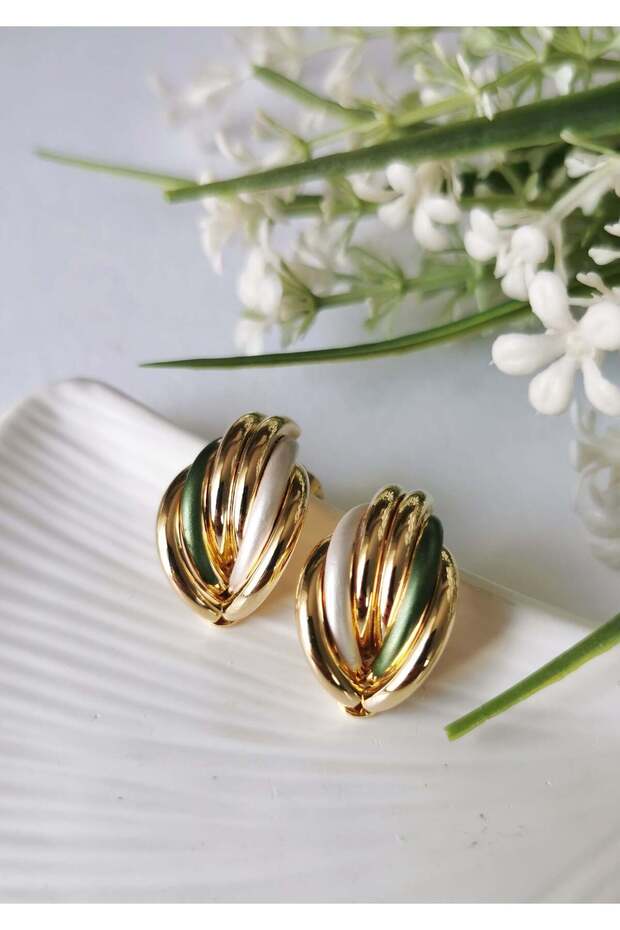 Spiral Ring Steel Earring 2.5X1.5 cm – Emerald Green