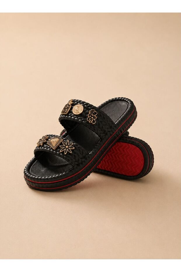 Women's Trendy Stone Detailed Eva Comfortable Beach Pool Slippers