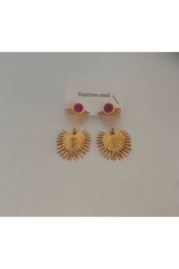 π Purple Stone Detailed Gold Dangle Earrings β Sun-Kissed Bohemian Design π