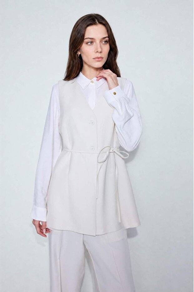 Regular Fit V-Neck Front Tie Vest H3678Ax26Sm