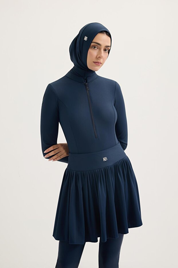 Long Sleeve Swimmer Swimsuit Navy Blue