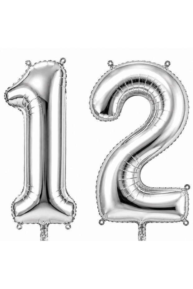 12 بالون فويلي فضي اللون (100 سم)