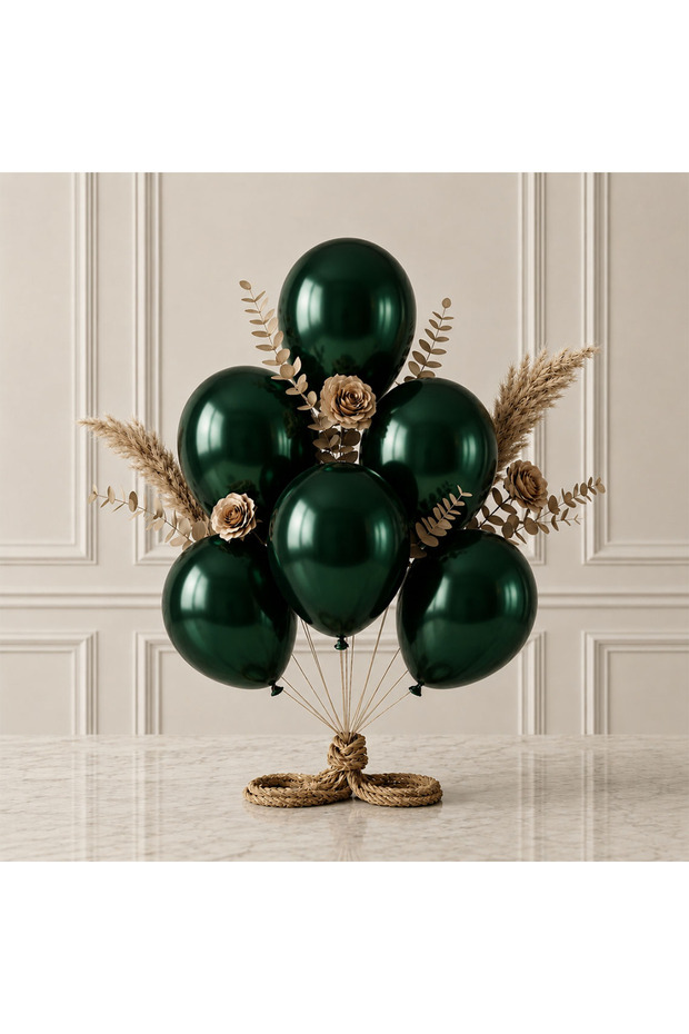 Dark Green Color Latex Metallic Balloon (30 cm) - 6 Pieces