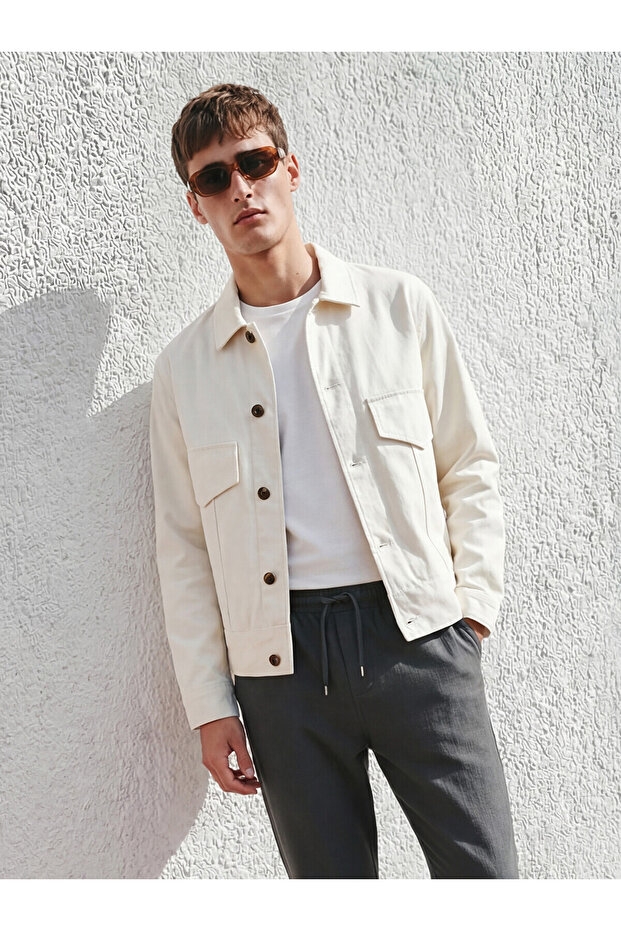 Nevavm Loose Fit Shirt Collar Men's Gabardine Jacket with a Difference