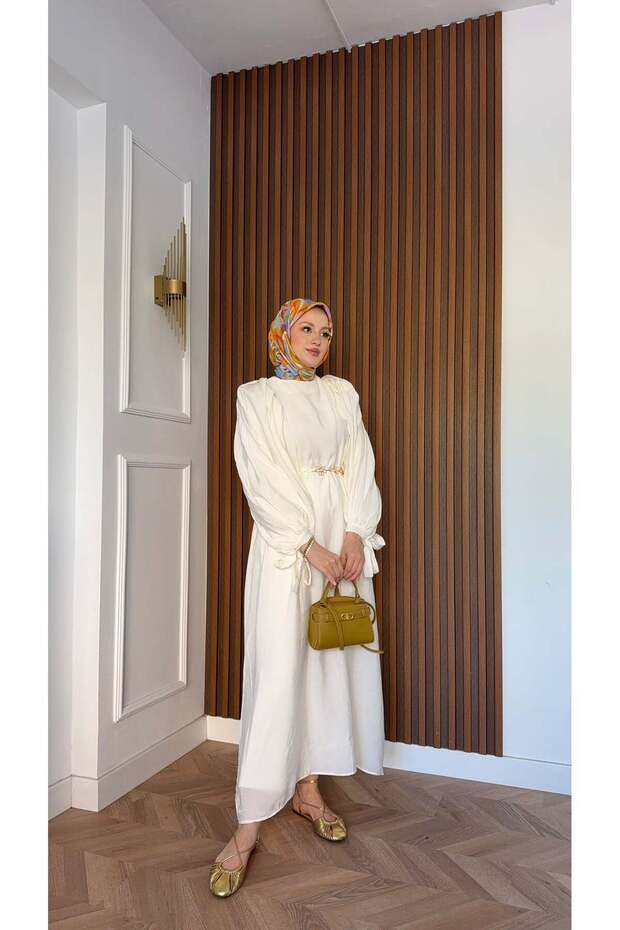 Balloon Sleeve Dress - 4