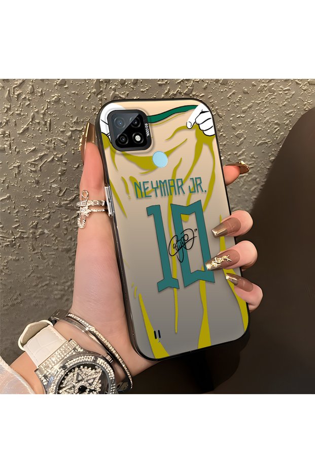 Realme C21 Compatible Silicone Edge Hard Back Case Couple Phone Case with Neymar Pattern