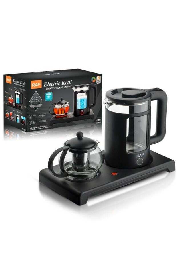 Deluxe Electric Kettle with Glass Tea Pot – Fast Heating Beverage Preparation Set