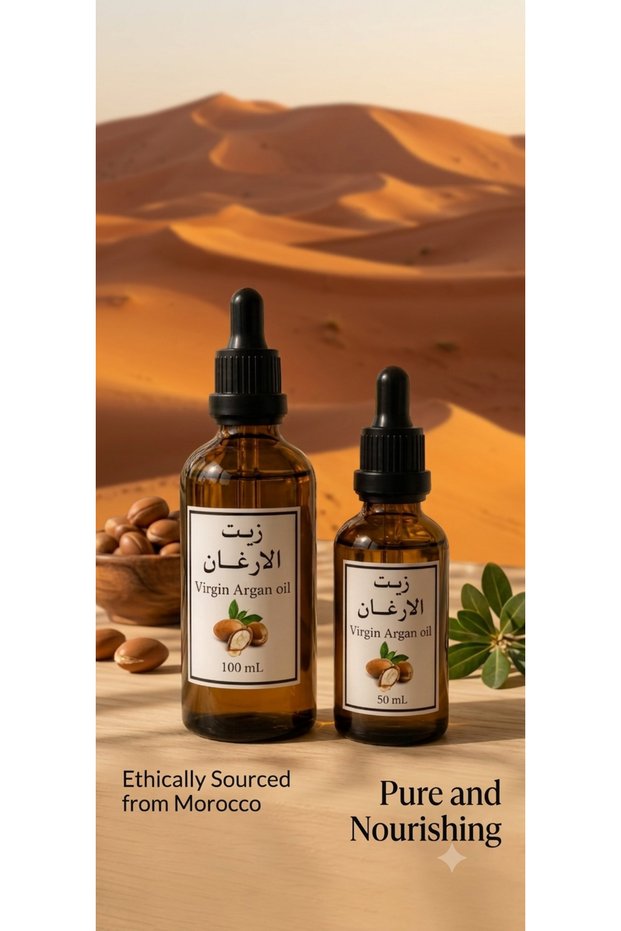 100% Pure Virgin Moroccan Argan Oil 100ml – Organic Cold Pressed Nourishing Oil for Hair, Face & Skin