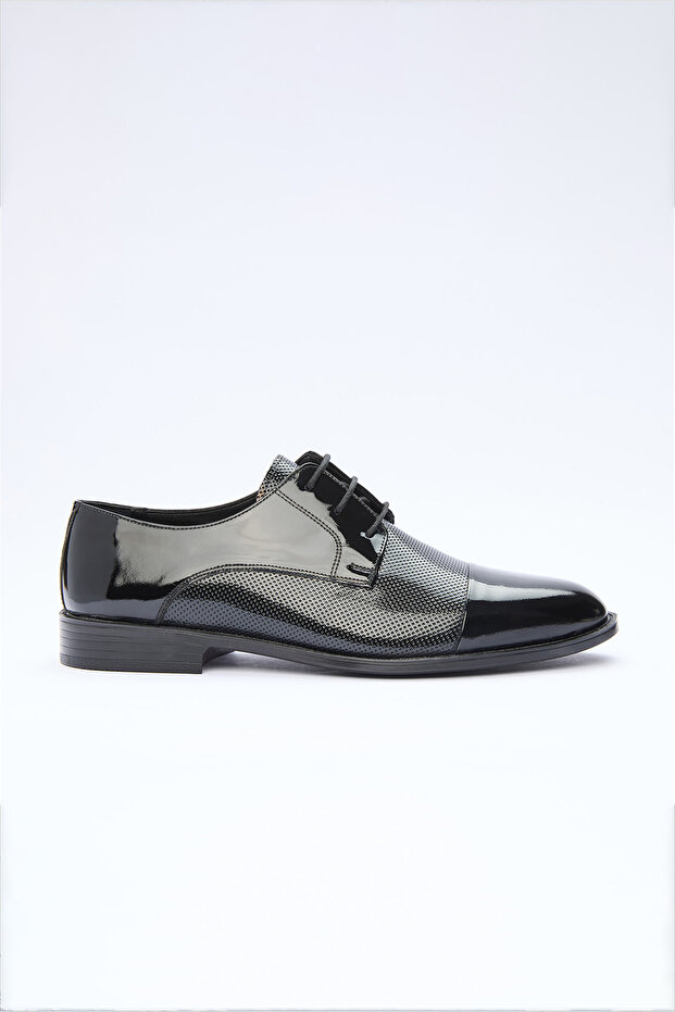 Black Lace-Up Patent Leather 100% Leather Ceremony Shoes 1033265170
