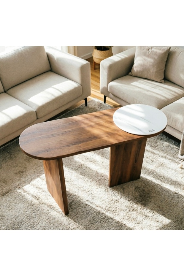 2-Color Modern Oval Console Table - 2