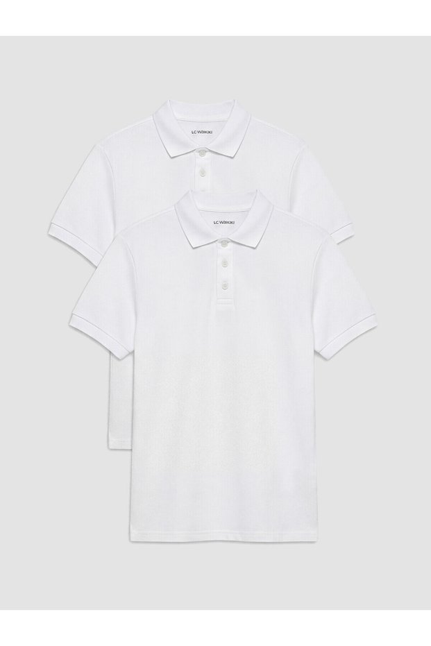 Alita City Farkıyla Lcw Kids White Polo Neck Girls' Pique T-Shirt 2-Pack