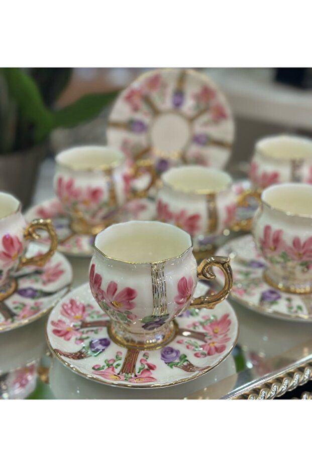 Buket Porcelain Hand Painted 6 Cup Set