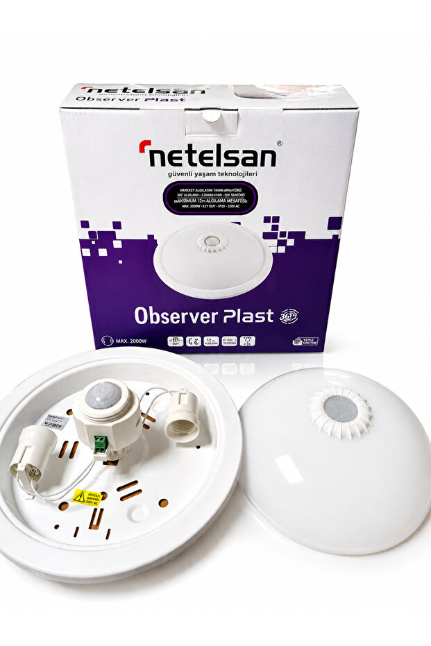 OBSERVER PLAST HAREKET SENSÖRLÜ TAVAN ARMATÜRÜ 360° ALGILAMA