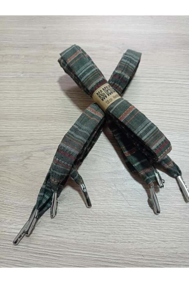 Bsg Design | Cross-Stripe Fabric Shoelaces - 120 cm Handmade with Metal Tips