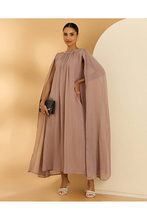 Women Mauve Plain Kaftan Dress