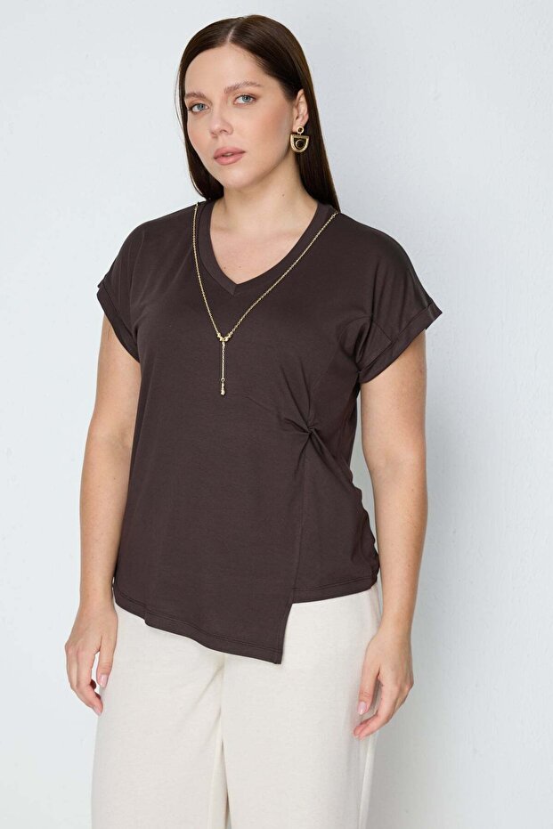 Drawstring Blouse with Chain Accessories - 2