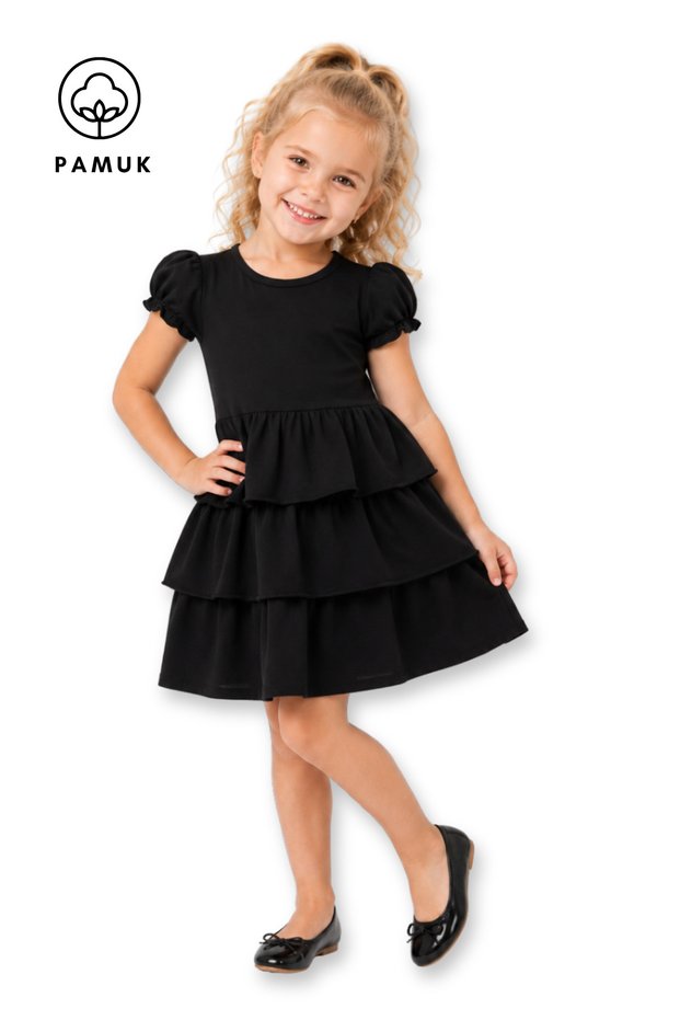 Girls' Dress Solid Ruffle Casual Summer Children's Dress