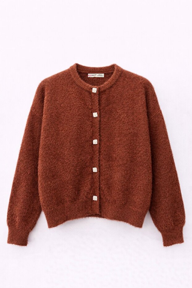 Mixray Oversize Jacquard Buttoned Cardigan