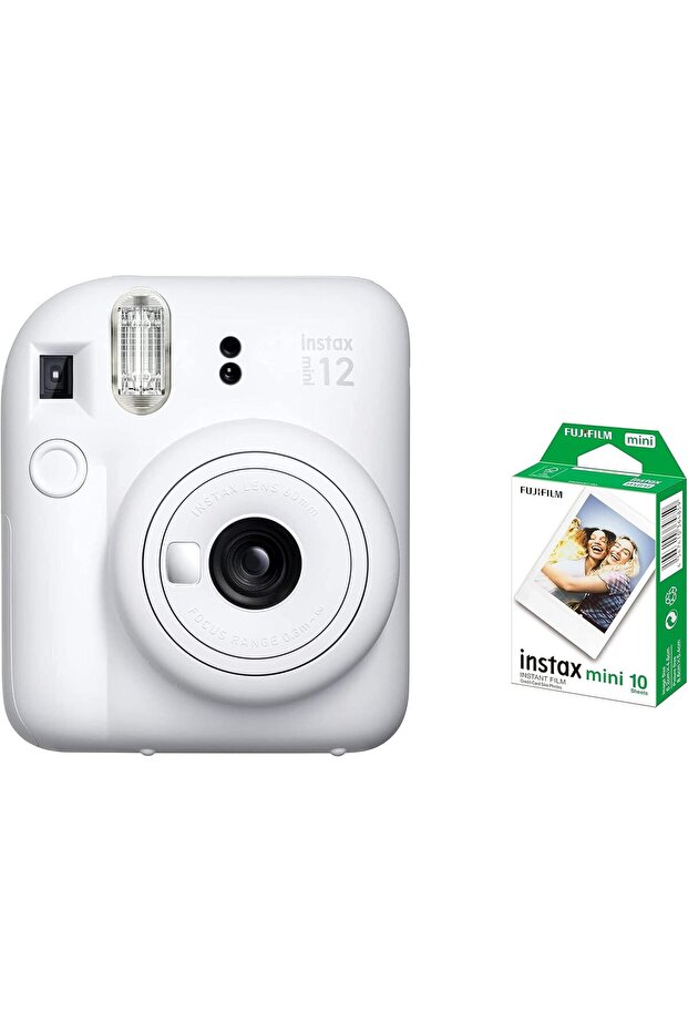 Instax Mini 12 Instant Camera - Clay White + 1 Pack Film