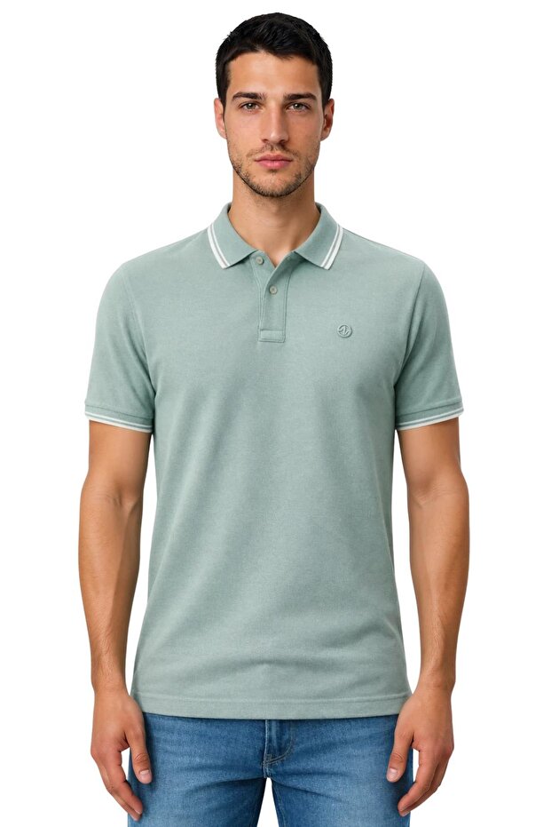 Ar-Ma Men's Polo Collar T-Shirt Unprinted Basic Knitted Fabric Regular Fit 100% Cotton 30/1 Double Collar Peny