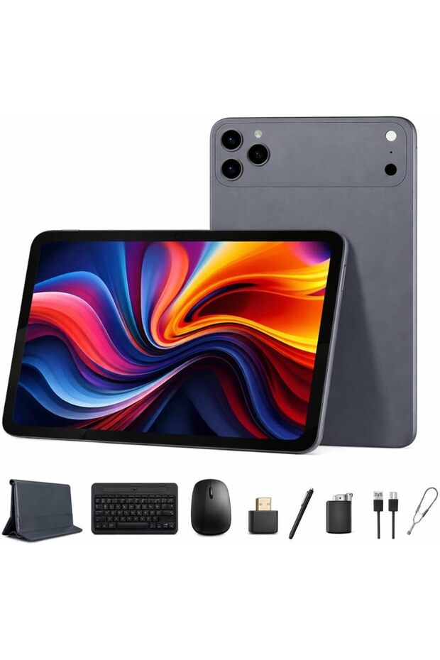 Modio M47 10.1-Inch Android 15 Tablet, 12GB RAM, 512GB Storage, 10000mAh Battery, Dual SIM, Keyboard & Mouse Bundle