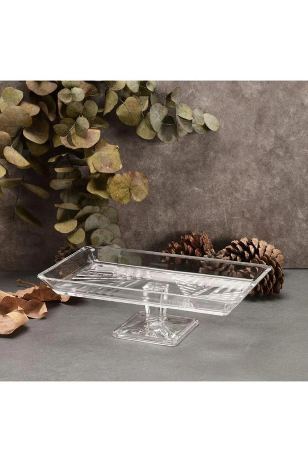 950008 Madlen Rectangular Glass Serving Plate with Feet 17.5 X 28.8 X 21.1 cm