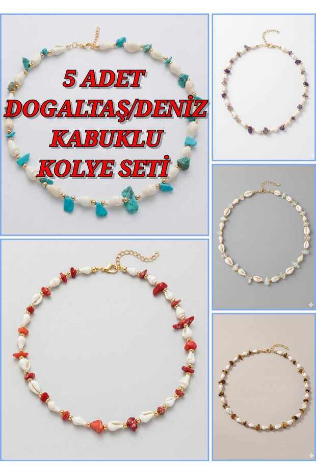 A Quality Handmade 5-Piece Advantageous Package Specially Designed Natural Stone / Sea Shell Women's Necklace Set
