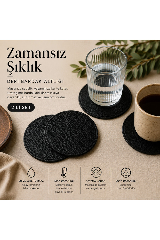 Leather Coaster Black