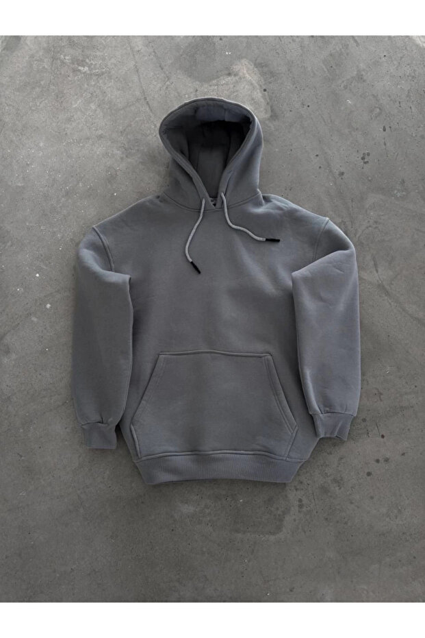 Hooded Three Yarn Combed Basic Sweatshirt - 2