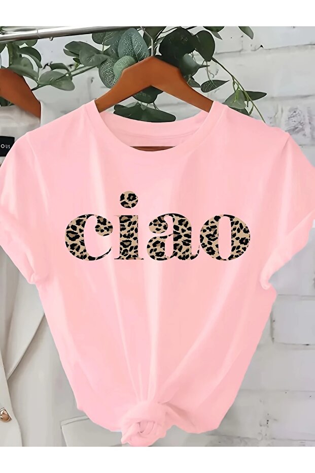 Women's Ciao Printed Crew Neck T-Shirt Oversize Loose
