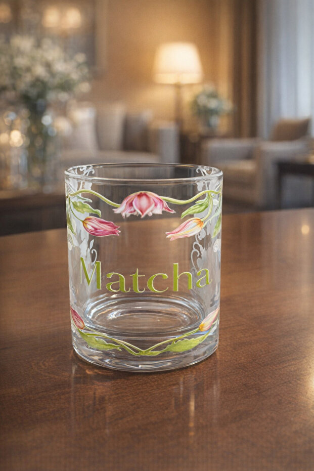 كوب زجاجي بعبارة ماتشا Matcha سعة 330مل