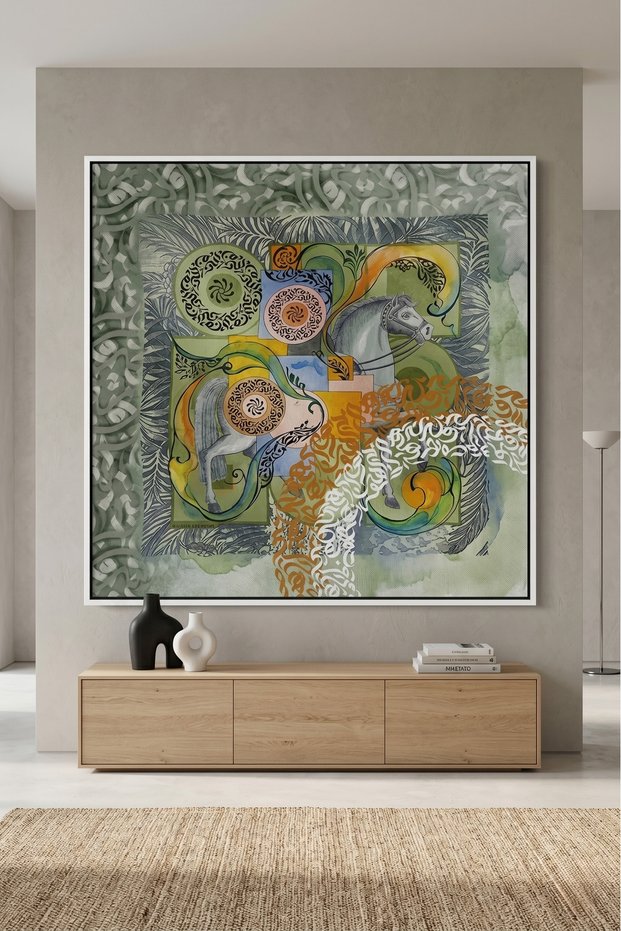 Spirit of Al Khail Islamic Wall Art | Framed Canvas Print | Arabic Calligraphy Decor for Living Room, Bedroom, Office & Gift