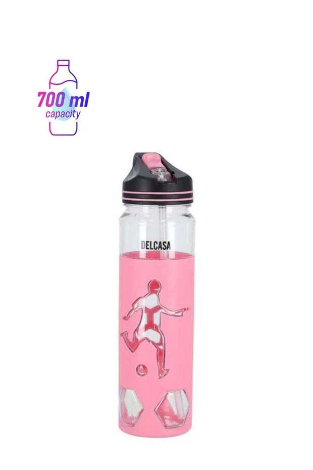 Printed Plastic Water Bottle Pink/Black/Clear