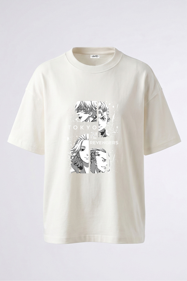 Tokyo Revengers Design Back Printed Cotton White Oversize T-Shirt